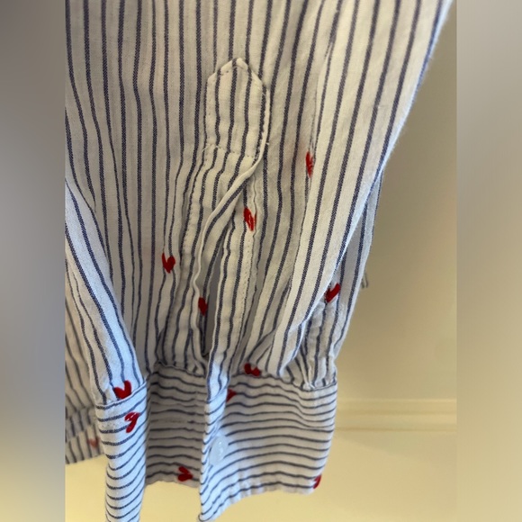 Rails White Blouse Stripes with Red Hearts Size M - Picture 5 of 6